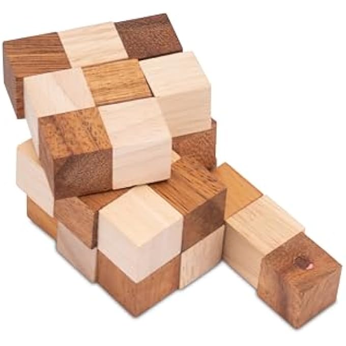 SNAKE CUBE 3 X 3 SIZE M - 6 X 6 X 6 CM - SNAKE CUBE - CUBE SNAKE - 3D PUZZLE - THINKING GAME - PUZZLE GAME - PATIENCE GAME - LOGIC GAME MADE OF FINE WOOD - Image 4